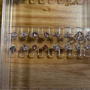 Pink Crystal Stud Earring Set